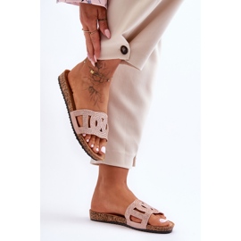 Dámské pantofle s cvočky růžové Evelins růžový 2