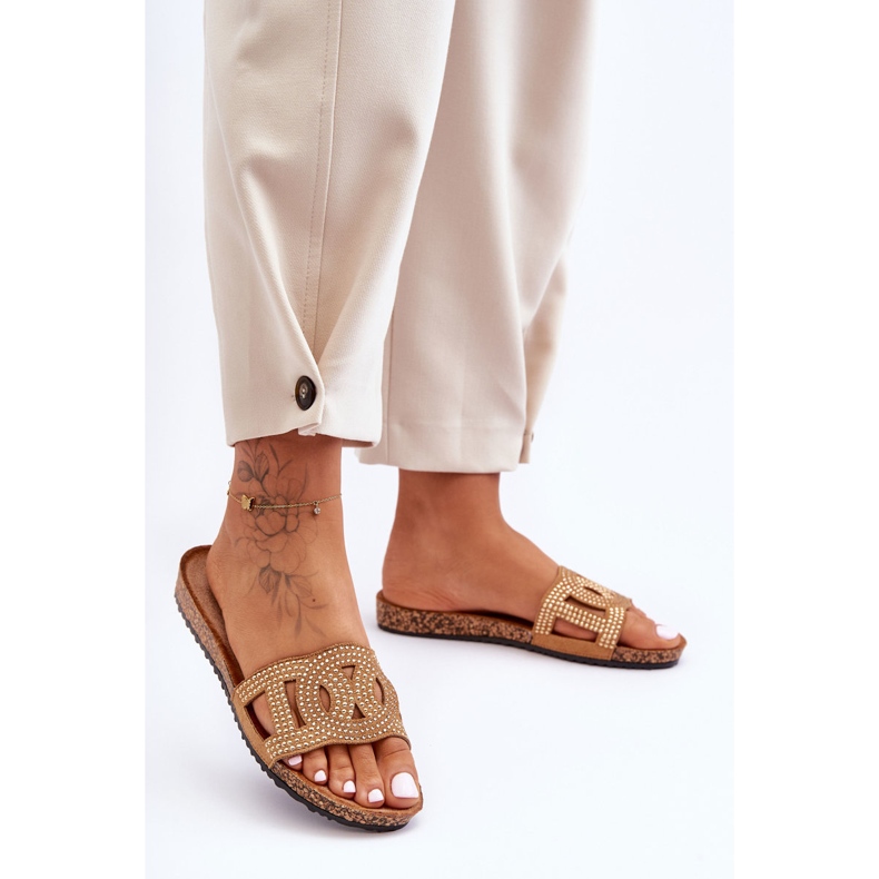 Dámské pantofle s cvočky hnědé Evelins hnědý 2