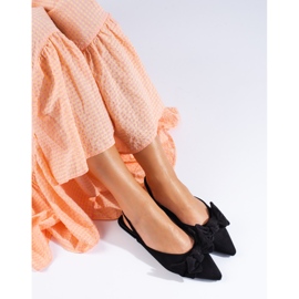 Černé semišové balerínky s mašlí od Shelovet černá 1