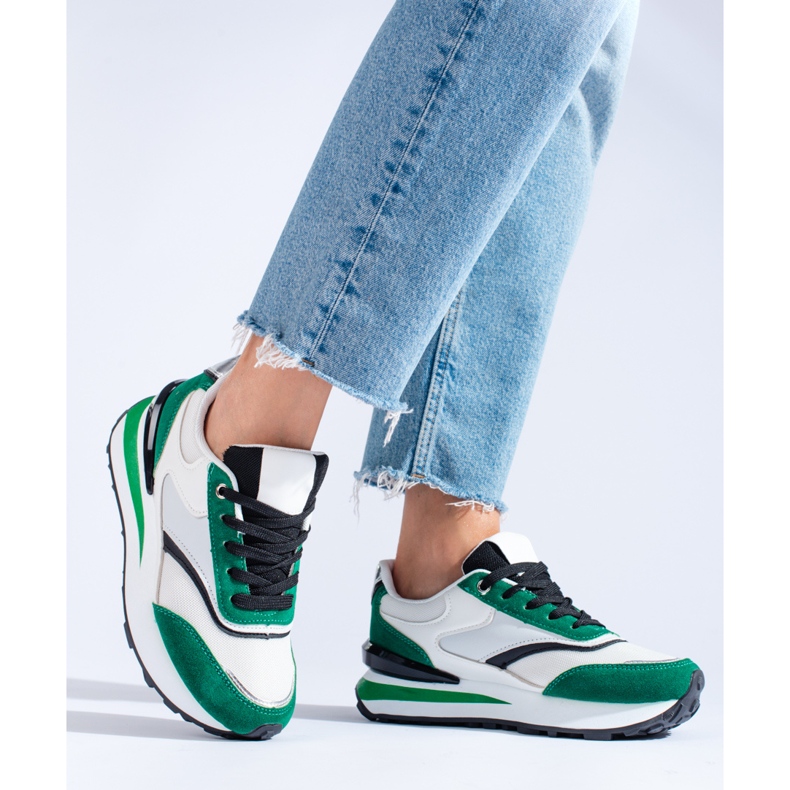 Dámské bílo zelené tenisky na platformě Shelovet bílý 2