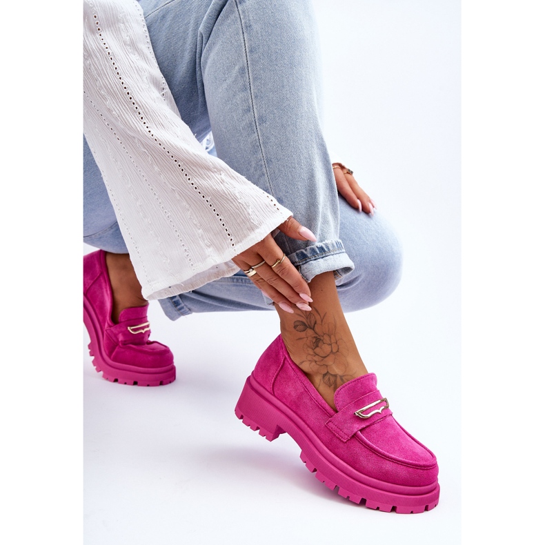 PS1 Dámské semišové slip-on mokasíny Pink Pure Love růžový 2
