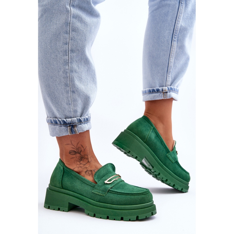 PS1 Dámské semišové slip-on mokasíny Green Pure Love zelený 1