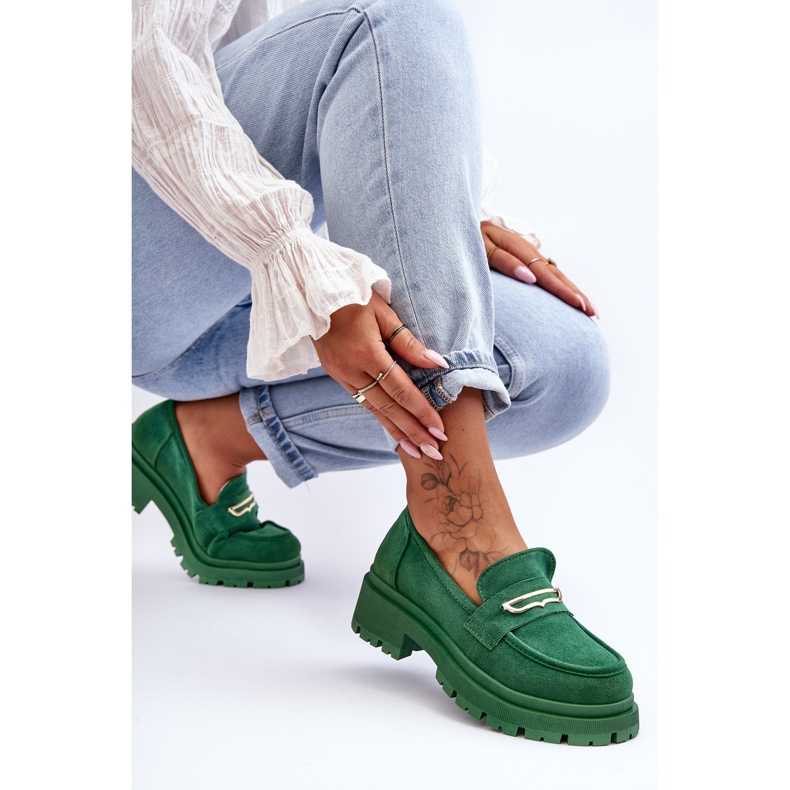 PS1 Dámské semišové slip-on mokasíny Green Pure Love zelený 2