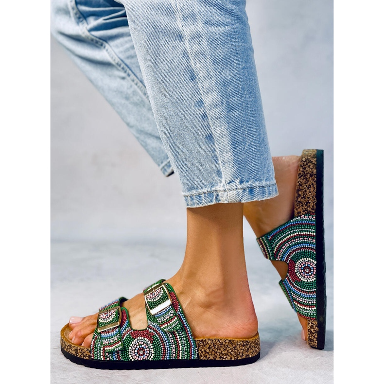 Seastar Korkové pantofle s korálky od Adaora Green zelená 2 Seastar Korkové pantofle s korálky od Adaora Green zelená 2