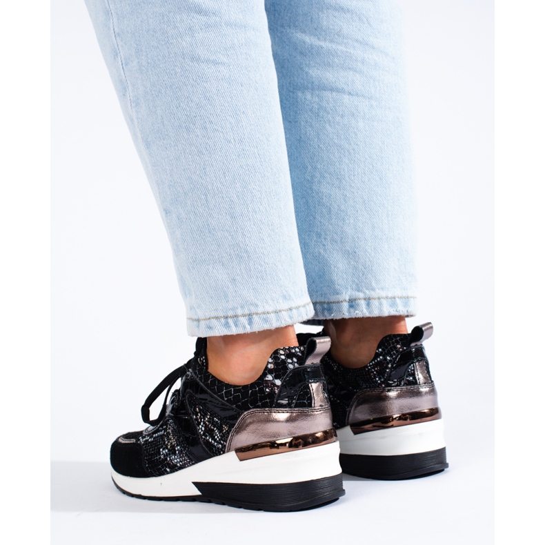 Goodin Kožené tenisky s hadím potiskem černá 2 Goodin Kožené tenisky s hadím potiskem černá 2