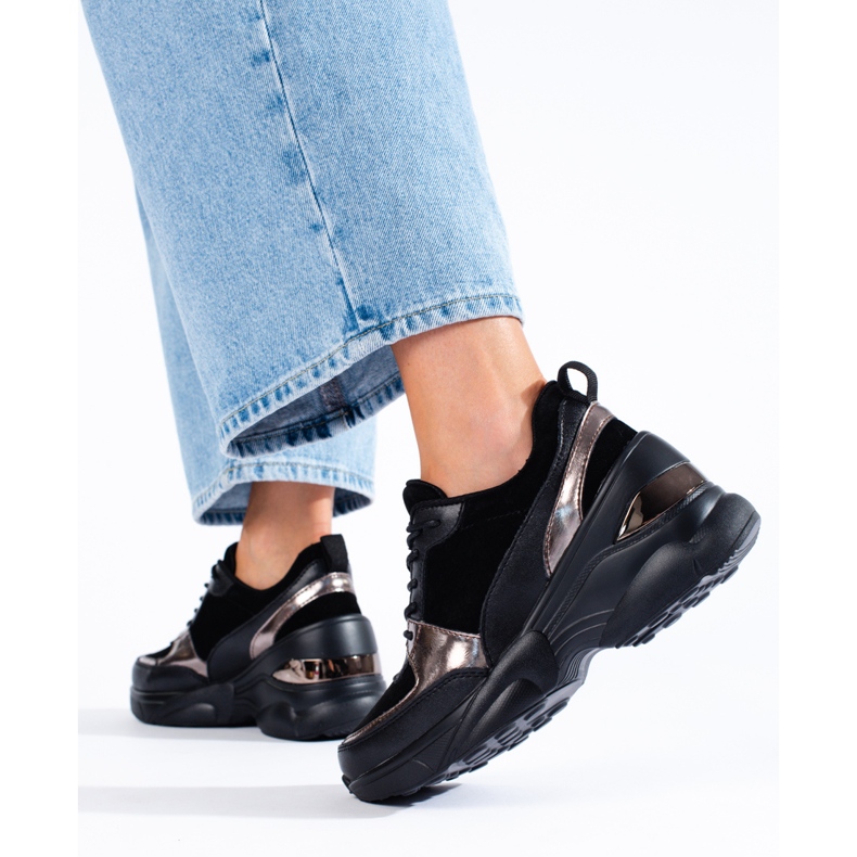 Dámské černé kožené tenisky Shelovet černá 2