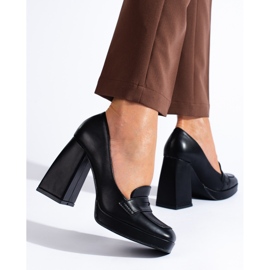 Shelovet černé kozačky s tlustým blokem černá 1