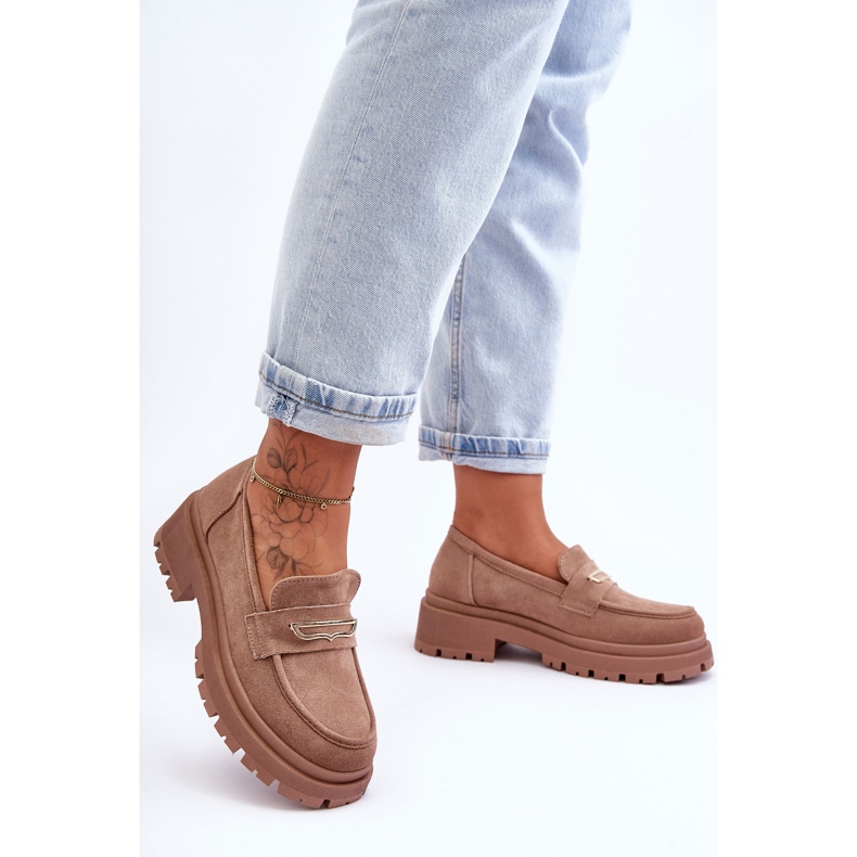 PS1 Dámské semišové slip-on mokasíny tmavě béžová Pure Love béžový 1