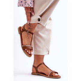 Dámské hnědé sandály Penna Cubic Zirconia hnědý 1 Dámské hnědé sandály Penna Cubic Zirconia hnědý 1