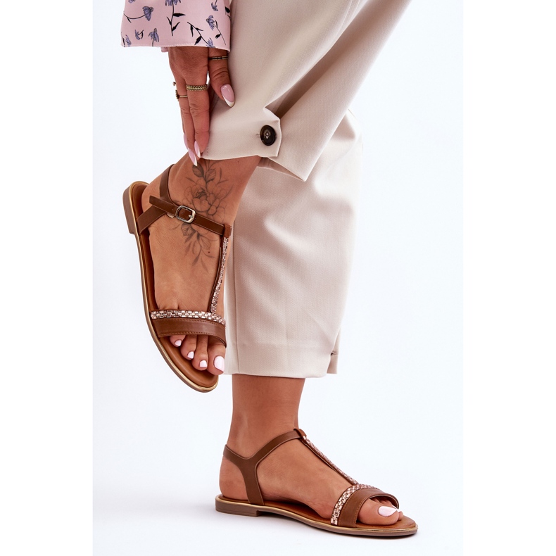 Dámské hnědé sandály Penna Cubic Zirconia hnědý 1 Dámské hnědé sandály Penna Cubic Zirconia hnědý 1