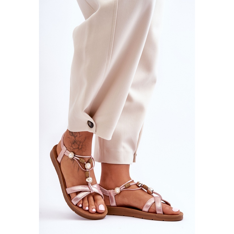 PG1 Dámské zdobené třpytivé sandály Pink Midol růžový 1