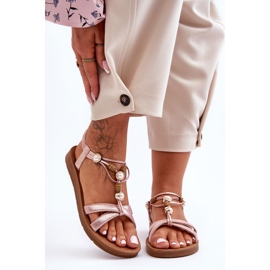 PG1 Dámské zdobené třpytivé sandály Pink Midol růžový 2