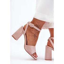 Nahé semišové sandály na vysokém podpatku Harriet růžový 2