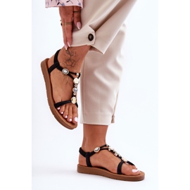 PG1 Dámské zdobené sandály Black Kushi černý 2