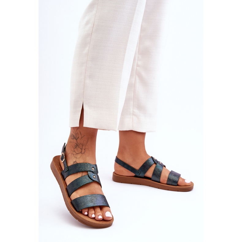 PG1 Dámské lesklé sandály tmavě zelená Catalia 1