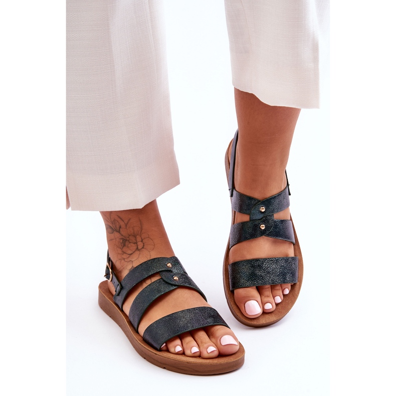 PG1 Dámské lesklé sandály tmavě zelená Catalia 2