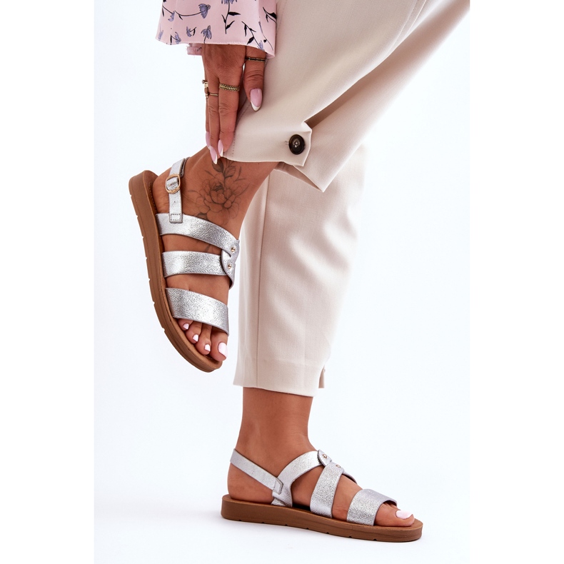 PG1 Dámské třpytivé sandály Silver Catalia stříbrný 2