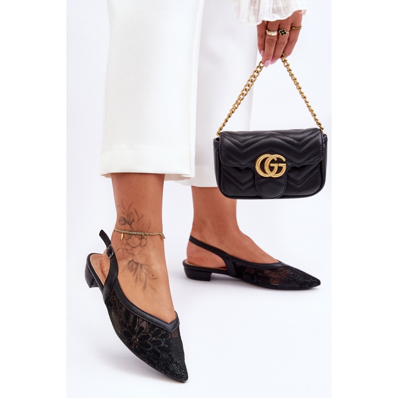 PG1 Dámské květinové baleríny Black Adore černá 1