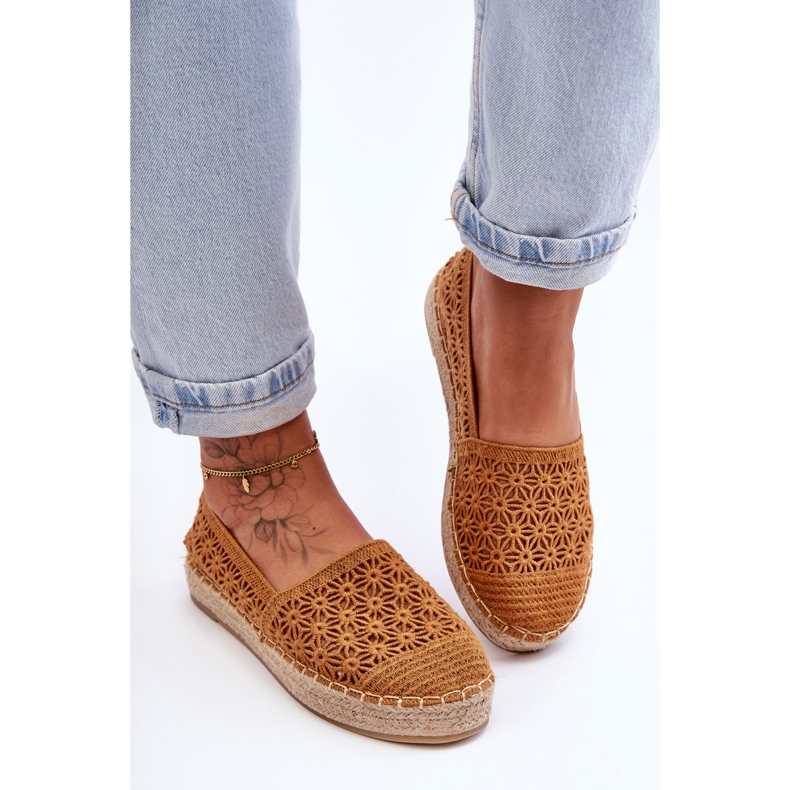 PG1 Dámské prolamované espadrilky Camel One Lover hnědý 1 PG1 Dámské prolamované espadrilky Camel One Lover hnědý 1