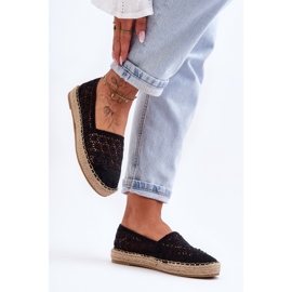PG1 Dámské prolamované espadrilky Black One Lover černý 1