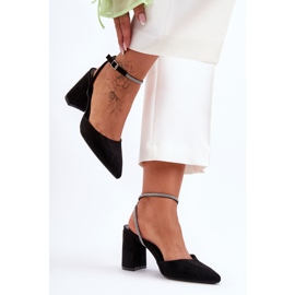 PG1 Semišové lodičky S Ozdobným Páskem Černá Lirosa černý 2