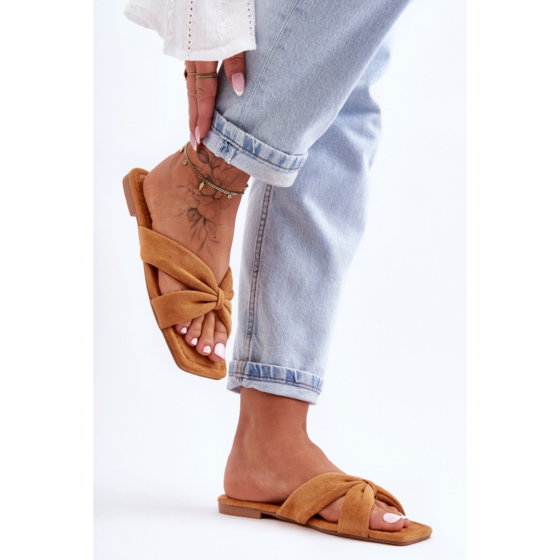 Velurové dámské pantofle Camel Vanilla Sky hnědý 2