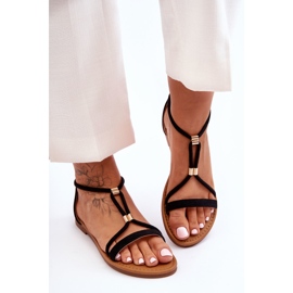 PG1 Dámské sandály na plochý zip Black Jullie černá 2 PG1 Dámské sandály na plochý zip Black Jullie černá 2