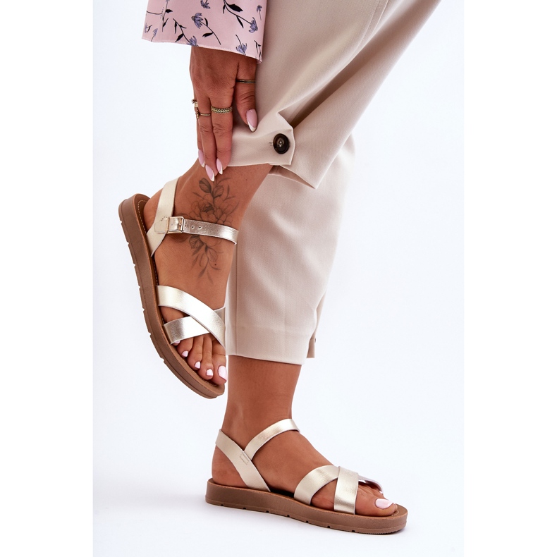 Klasické dámské kožené sandály Gold Talisma zlatý 1