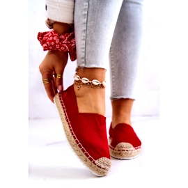 Big Star Červené espadrilky na pletené podrážce Velká hvězda HH274494 červený 1