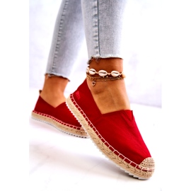 Big Star Červené espadrilky na pletené podrážce Velká hvězda HH274494 červený 2