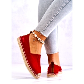 Big Star Červené espadrilky na pletené podrážce Velká hvězda HH274494 červený 3