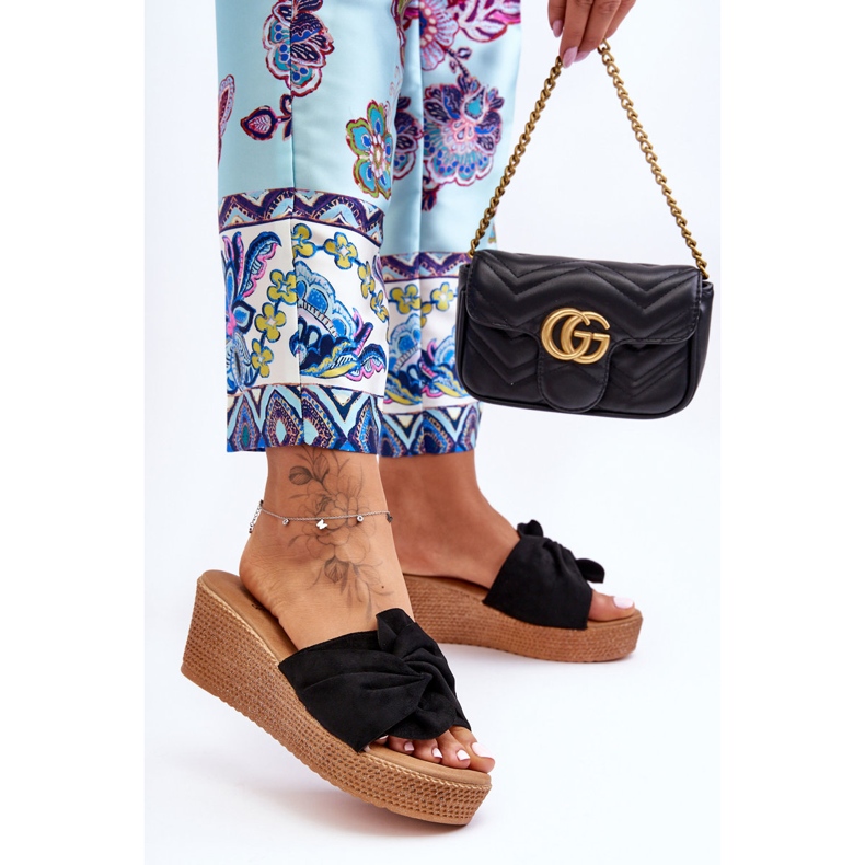 Dámské klínové skluzavky Black Calama černá 2