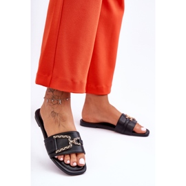 Dámské klasické černé působivé zdobené pantofle černá 2