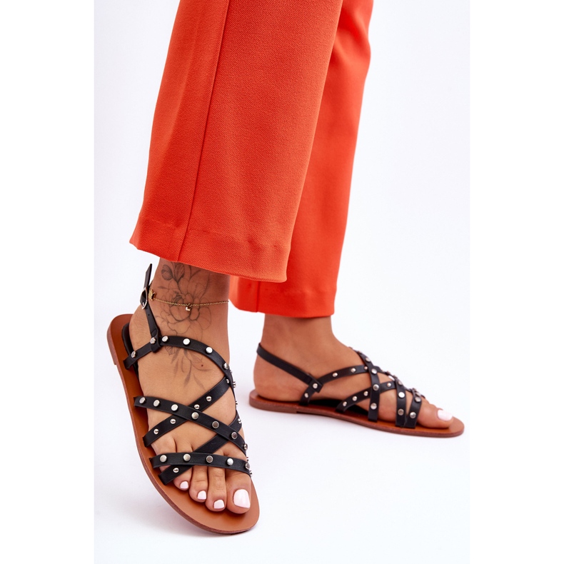 Dámské sandály s ornamenty černá Alemona 1