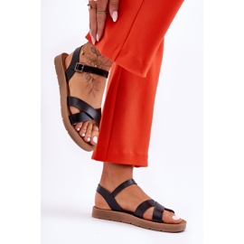 Klasické černé dámské kožené sandály Talisma černá 1