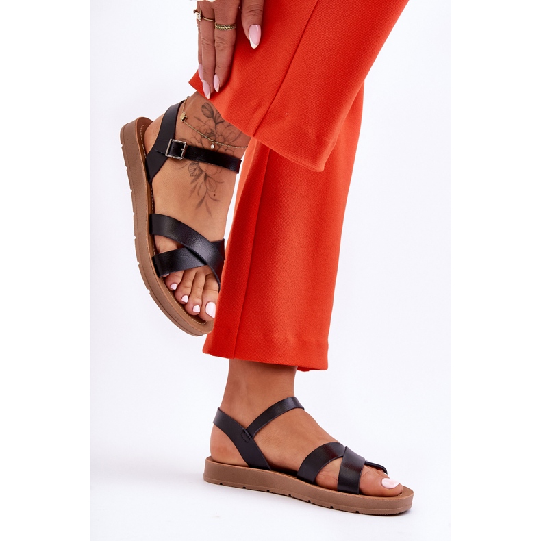 Klasické černé dámské kožené sandály Talisma černá 1