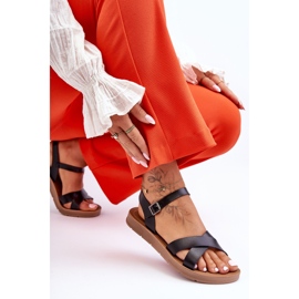 Klasické černé dámské kožené sandály Talisma černý 2