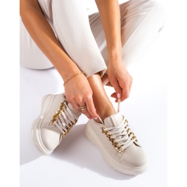 Dámské béžové tenisky s řetízkem Shelovet béžový 1