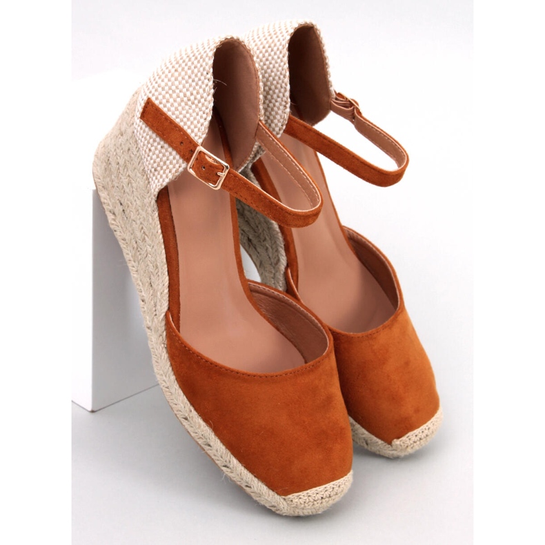 Klínové espadrilky Platten Camel hnědý 1