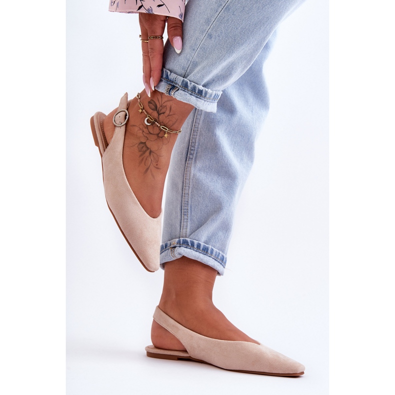 PS1 Dámské béžové semišové baleríny Kenra béžový 2 PS1 Dámské béžové semišové baleríny Kenra béžový 2