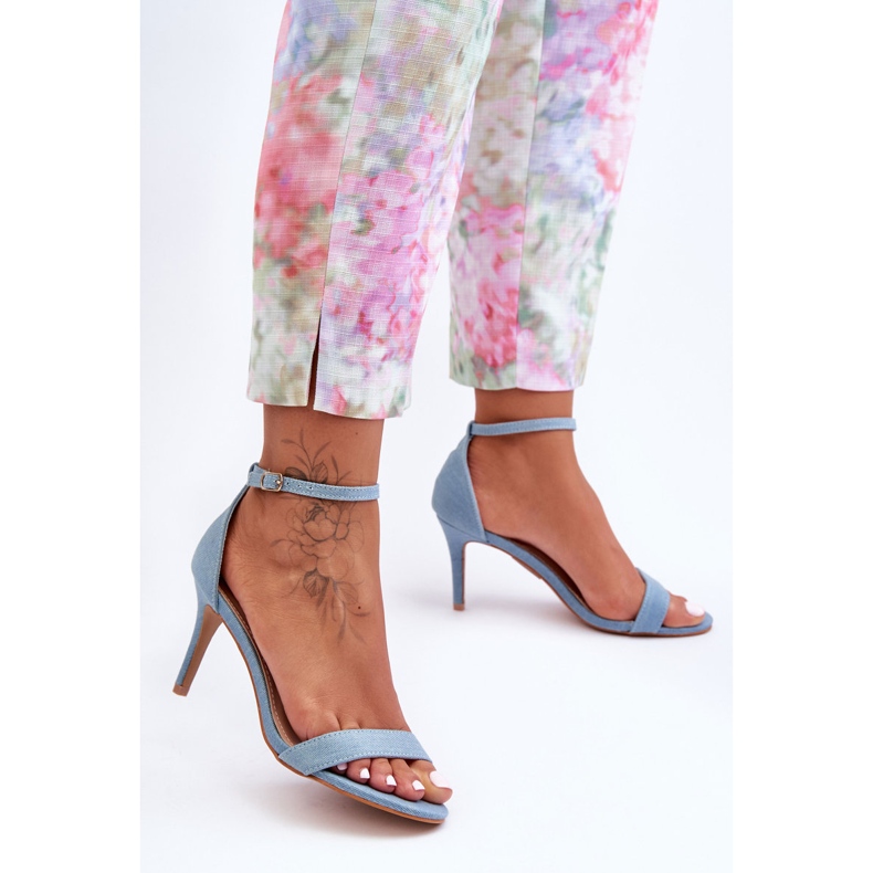 Látkové klasické sandály na vysokém podpatku Blue Tossa modrý 1