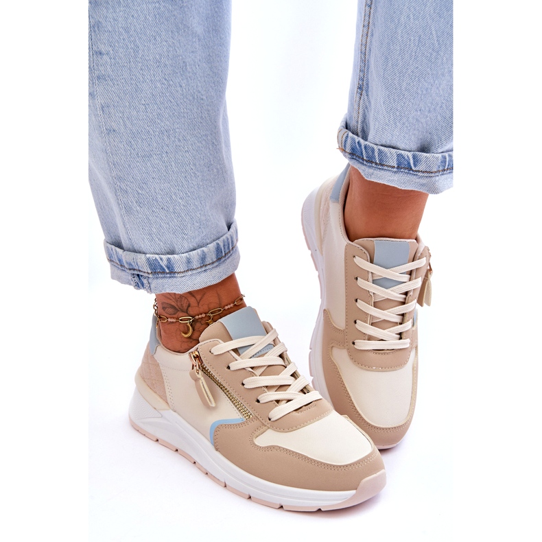 PA1 Dámská sportovní obuv se zipem béžová Larisa béžový 3