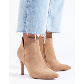 Bella Paris Klasické kozačky na vysokém podpatku béžový 1