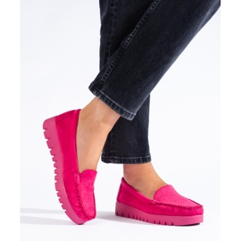 W. Potocki Nazouvací růžové semišové mokasíny se silnou podrážkou od Potocki růžový 2