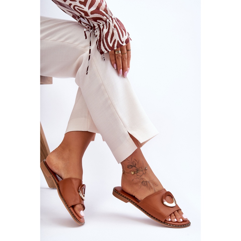 Dámské hnědé pantofle Sherry zdobené hnědý 1 Dámské hnědé pantofle Sherry zdobené hnědý 1