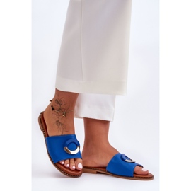 Dámské modré pantofle Sherry zdobené modrý 1