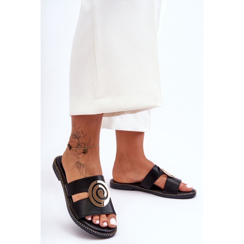 Módní pantofle se zrcadlovým zdobením Černý Deep Breath černá 2