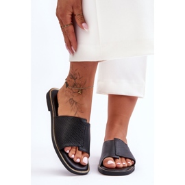 Dámské černé kožené pantofle Harmony černá 1