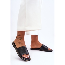Dámské černé kožené pantofle Harmony černý 2