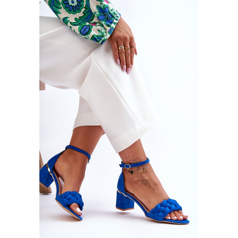 Semišové pletené sandály Essenza Blue modrý 1
